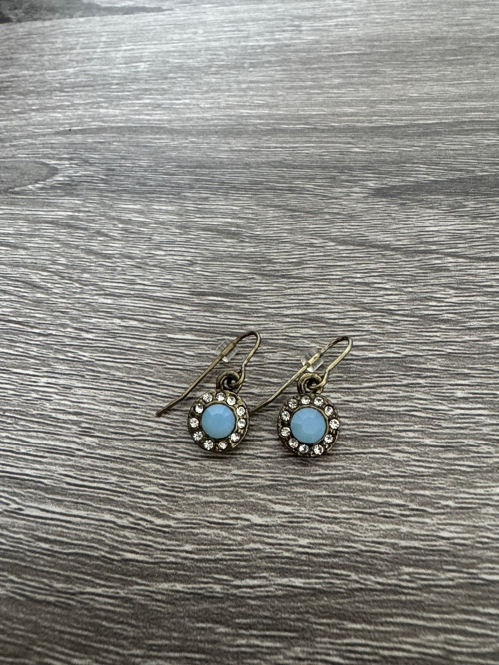 Blue Stone Halo Drop Earrings - Women Jewelry